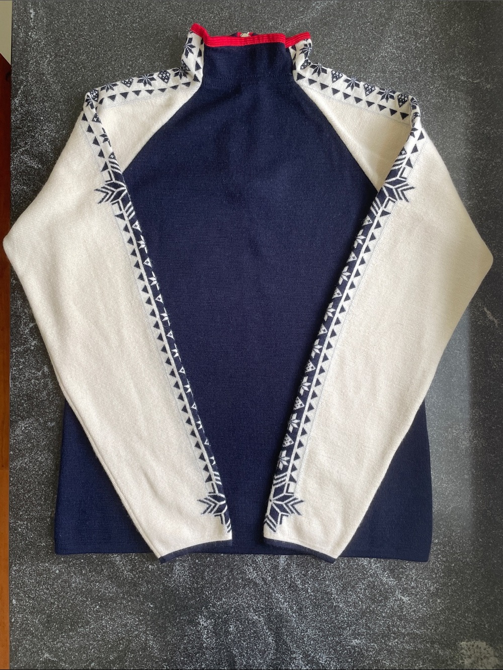 EUC Dale of Norway Geilo Size Large (L) Quarter-Zip Navy, Cream Red Sweater - Picture 6 of 16